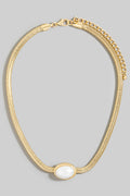 IVORY OVAL PENDANT SNAKE CHAIN NECKLACE