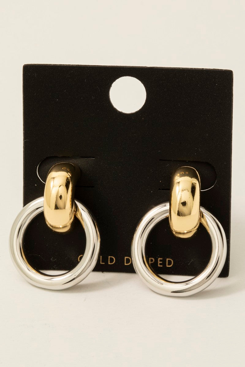 TWO TONE GOLD DIPPED EARRINGS