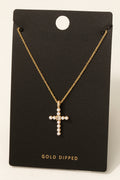 PEARL CROSS GOLD DIPPED NECKLACE