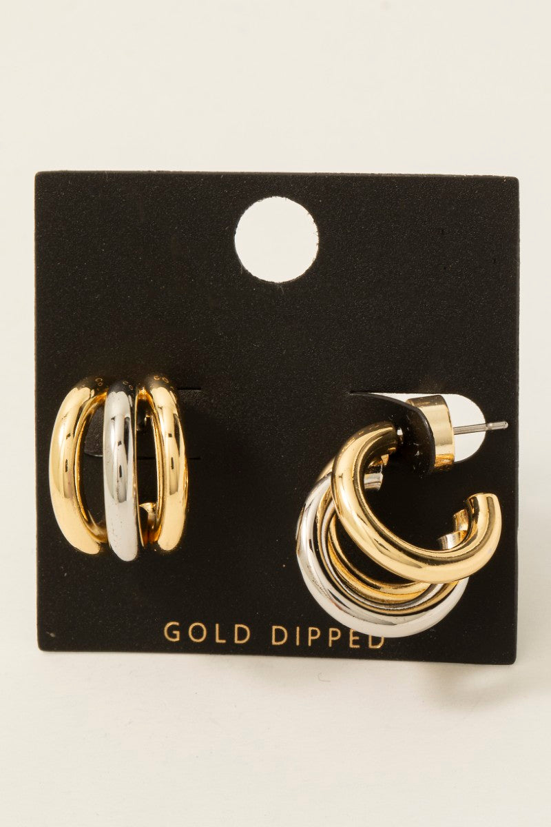 TWO TONE HOOP EARRINGS