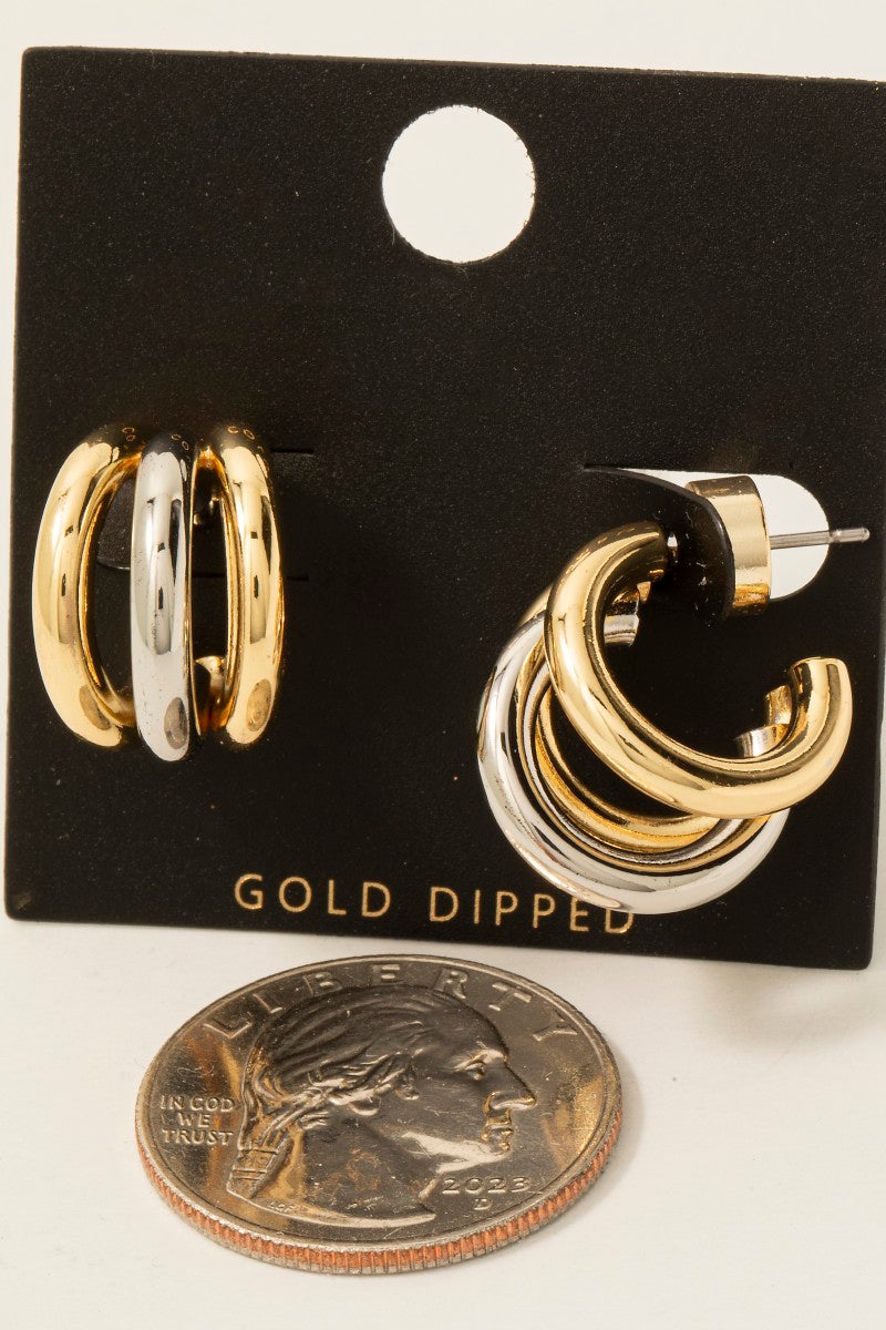 TWO TONE HOOP EARRINGS