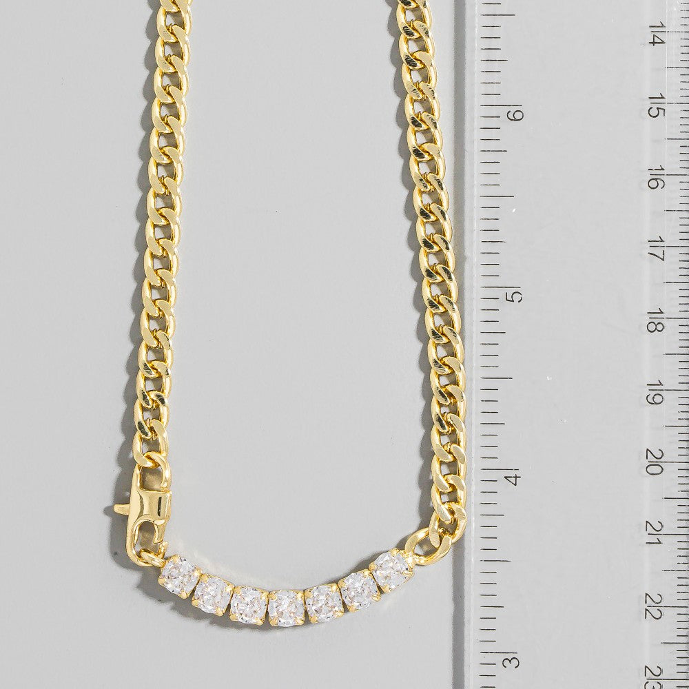 GOLD NECKLACE WITH RHINESTONES
