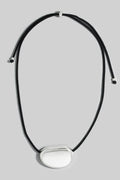 OVALPENDANT SILVER ROPE NECKLACE