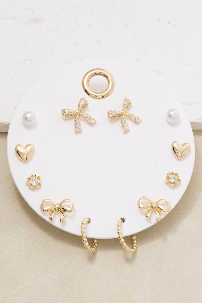 6 PAIR BOW EARRING SET