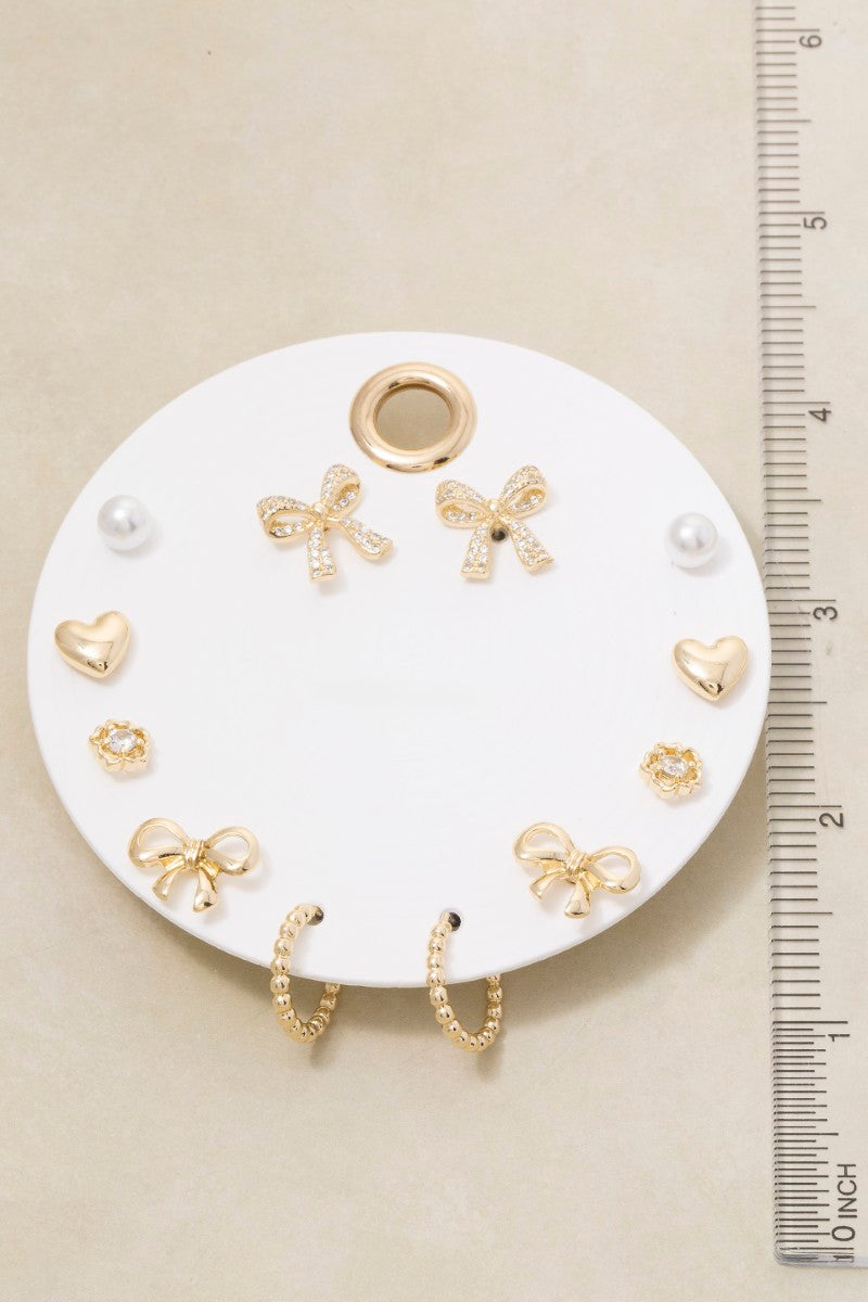 6 PAIR BOW EARRING SET
