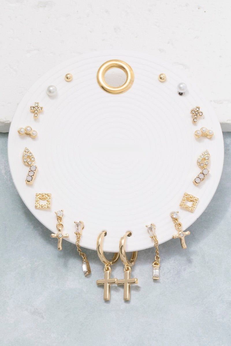 1O PAIR CROSS EARRING SET