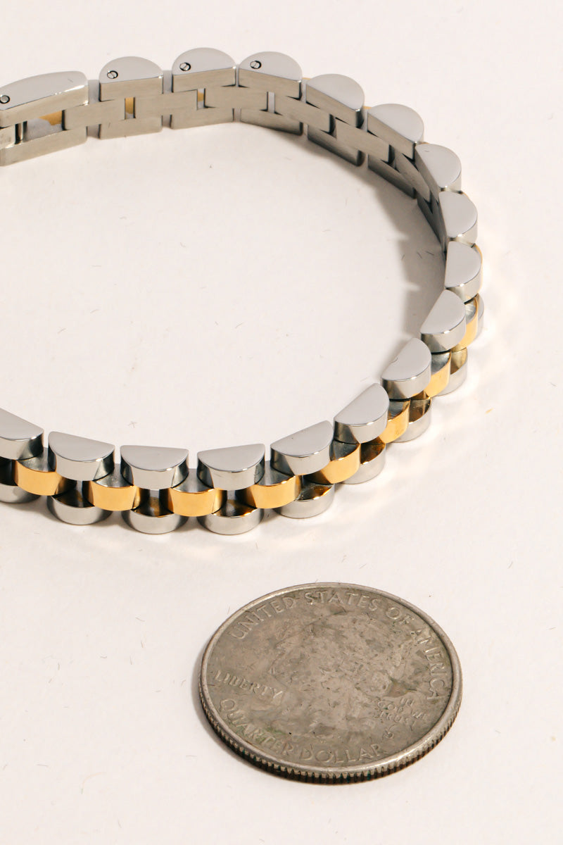 2 TONE WATCH CHAIN BRACELET