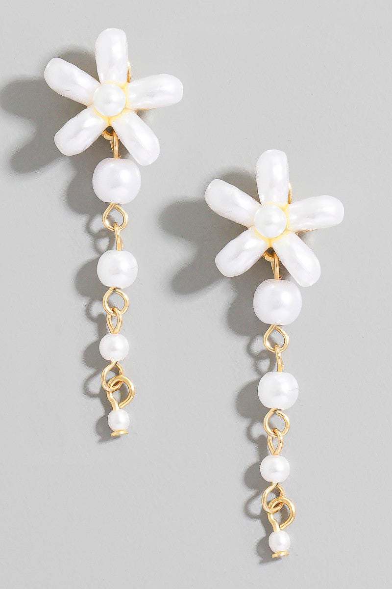 PEARL FLOWER DROP EARRINGS