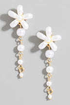 PEARL FLOWER DROP EARRINGS