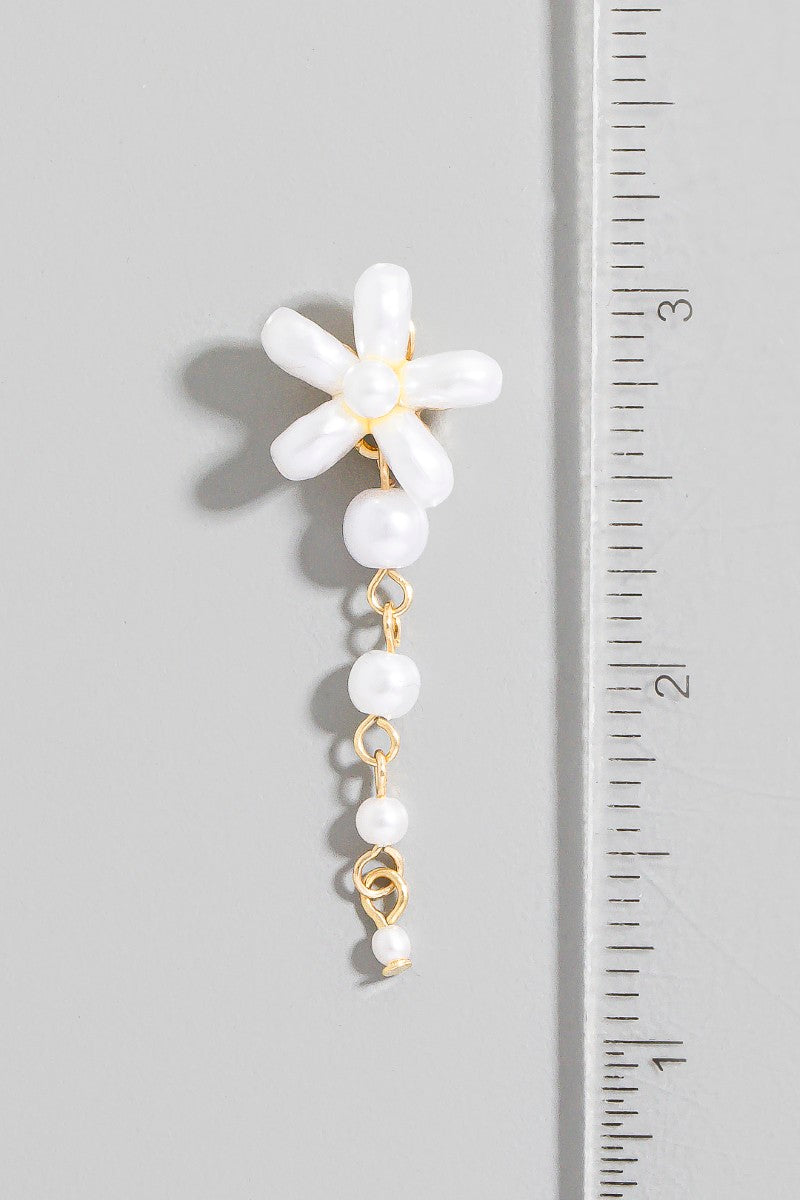 PEARL FLOWER DROP EARRINGS