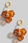 ACRYLIC FLOWER GOLD DROP EARRINGS