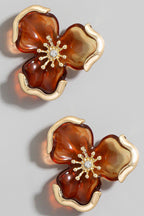 ACRYLIC FLOWER GOLD EARRINGS