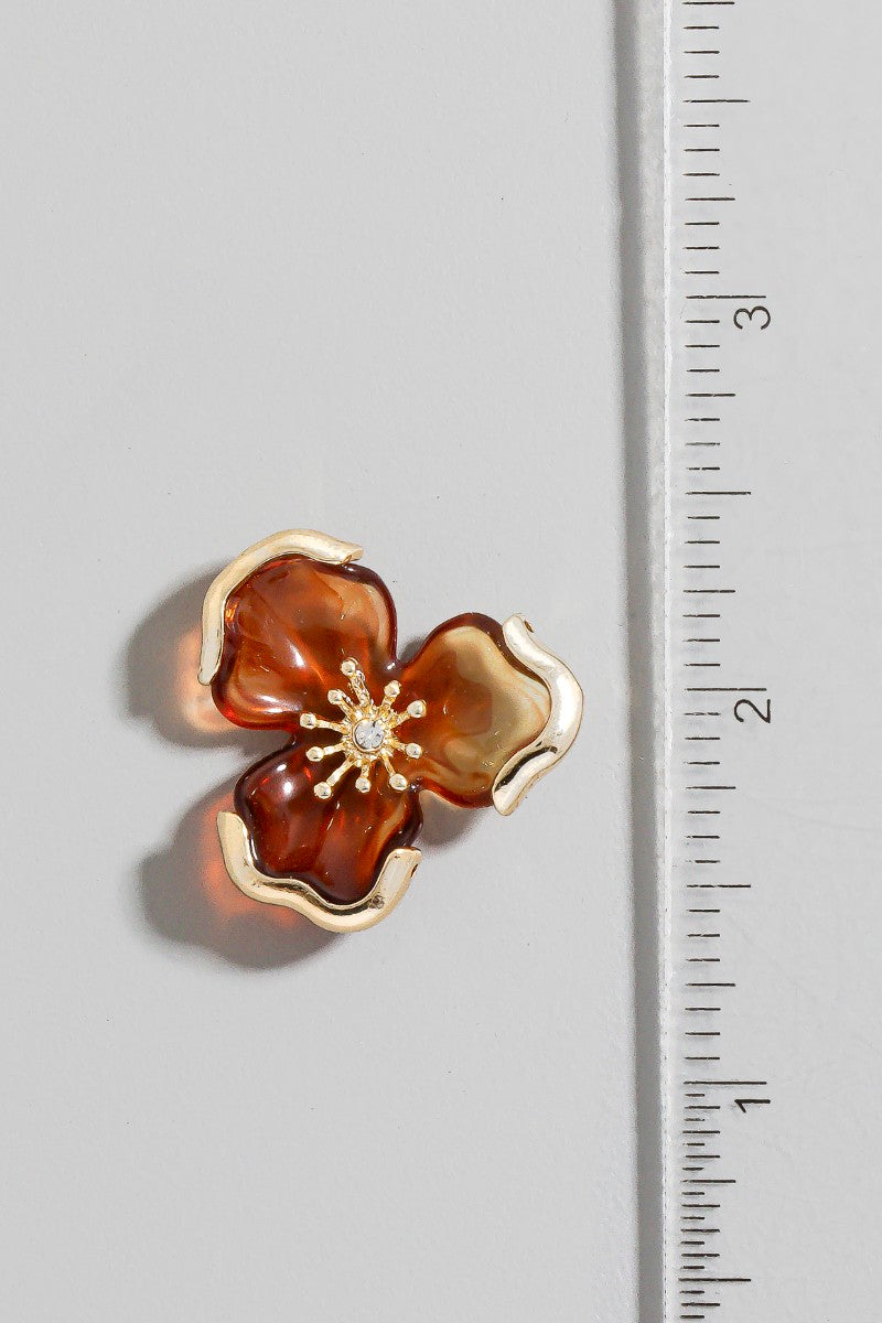 ACRYLIC FLOWER GOLD EARRINGS