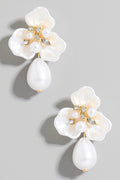 PEARL FLOWER DROP EARRINGS