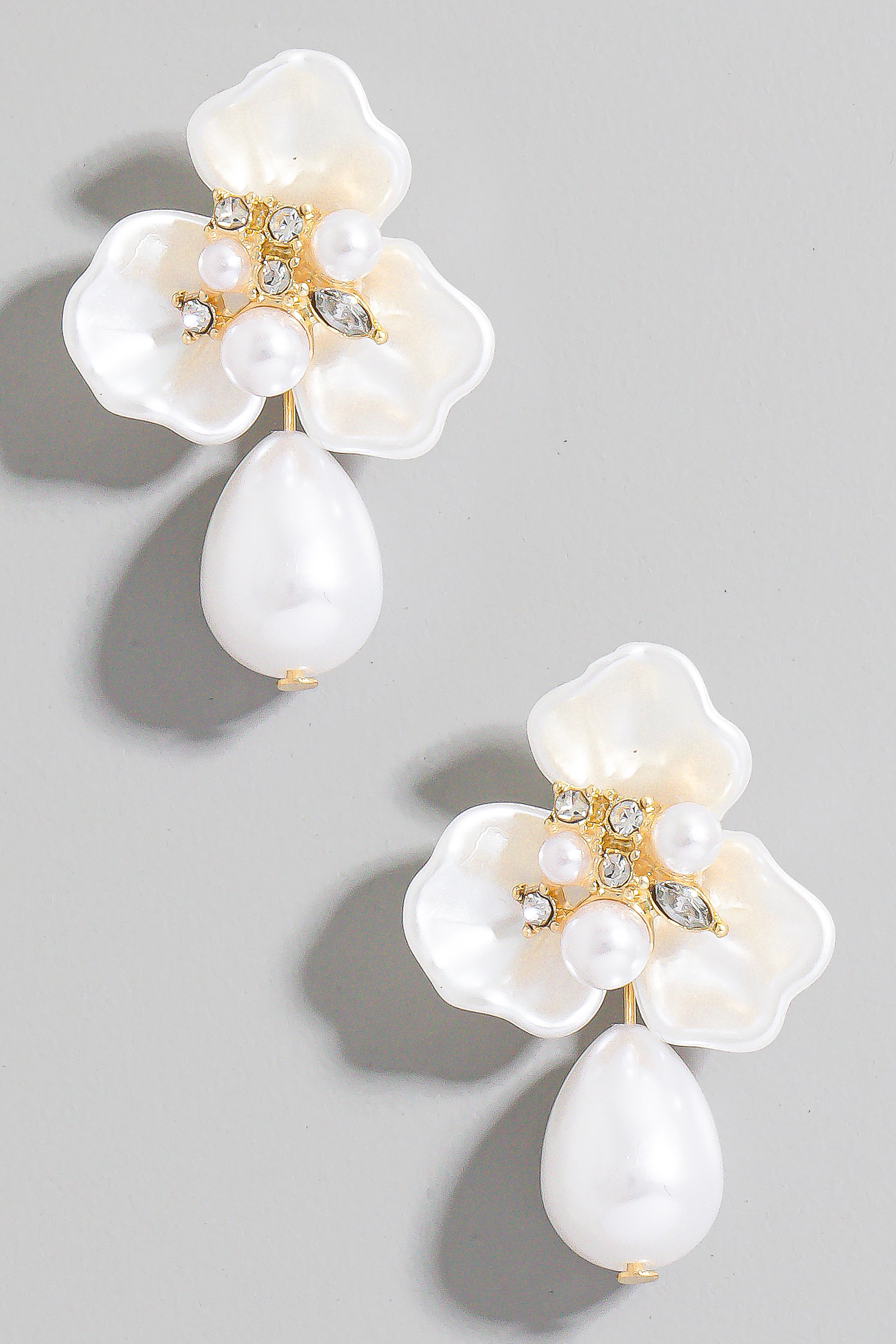 PEARL FLOWER DROP EARRINGS