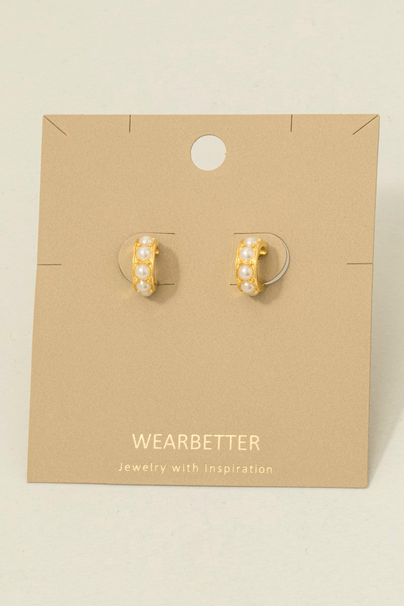 PEARL GOLD HOOP EARRINGS