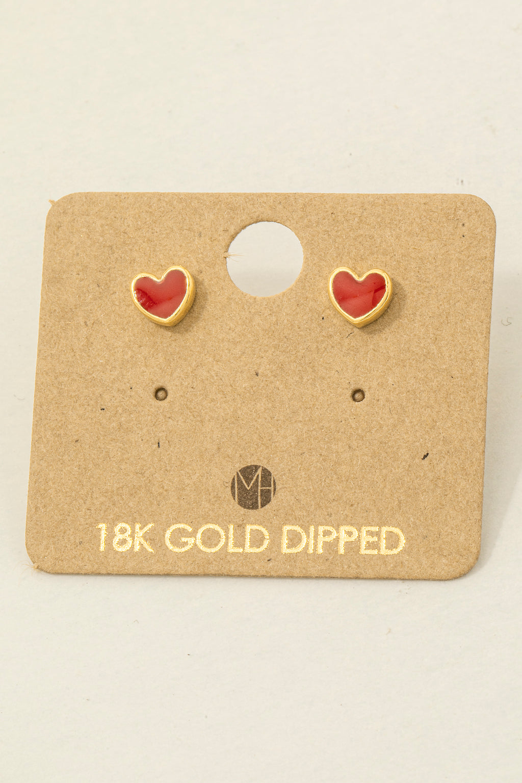 RED HEART GOLD DIPPED EARRINGS