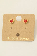 RED HEART GOLD DIPPED EARRINGS