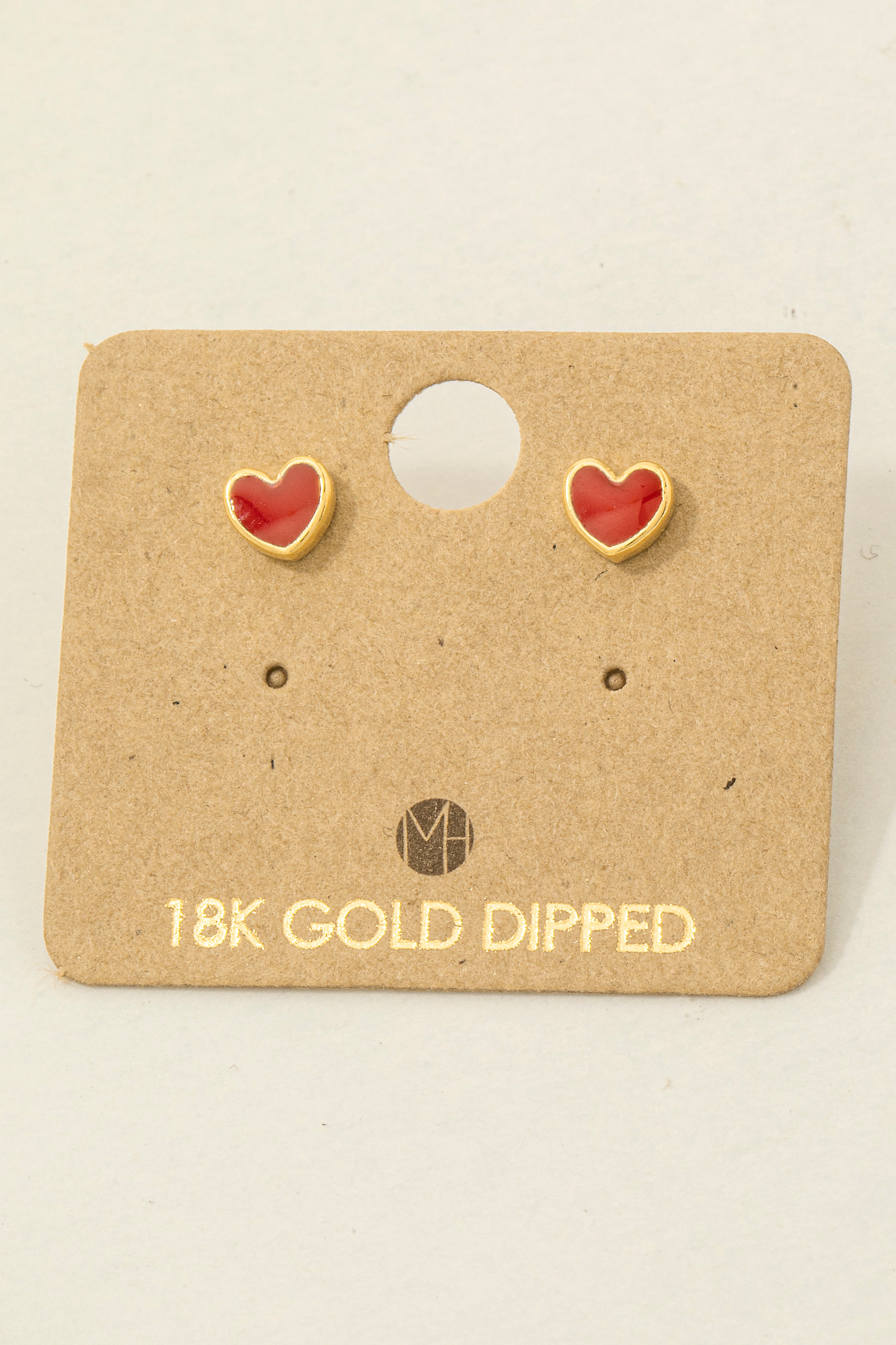 RED HEART GOLD DIPPED EARRINGS