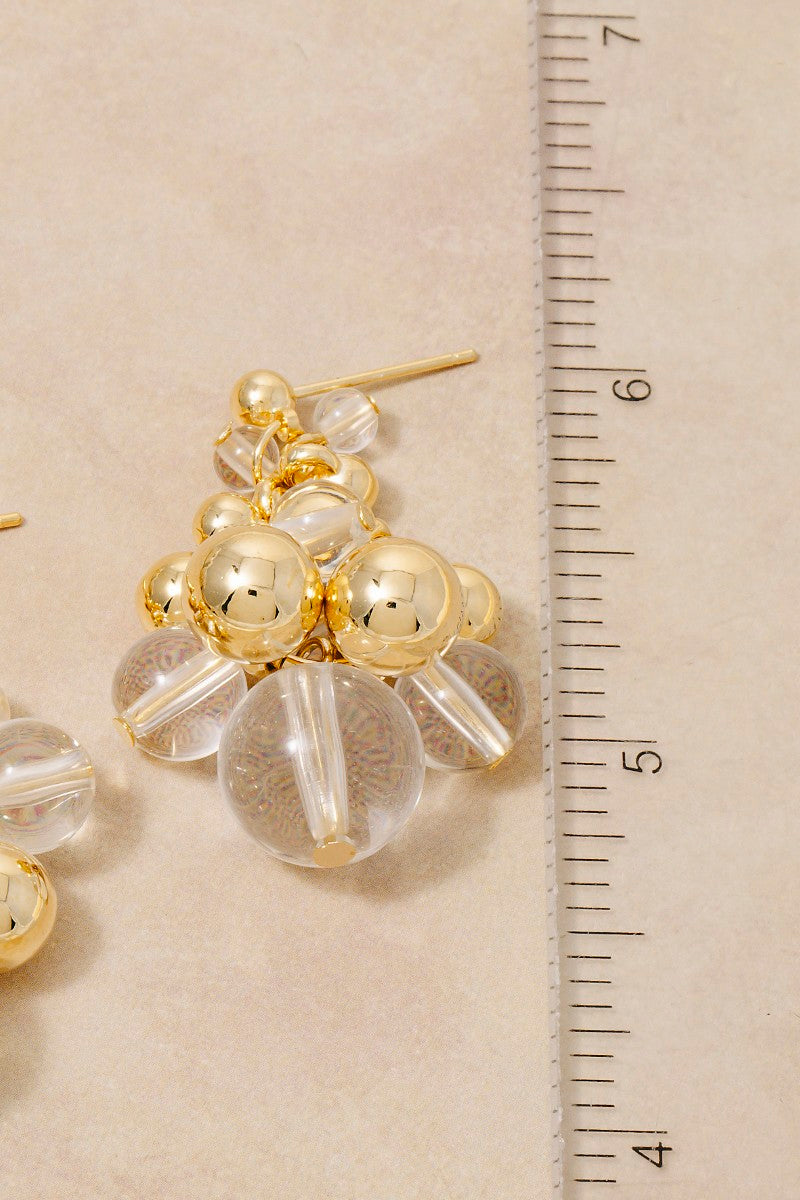 CLEAR ACRYLIC GOLD DANGLE EARRINGS