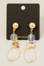 CLEAR ACRYLIC GOLD DANGLE EARRINGS