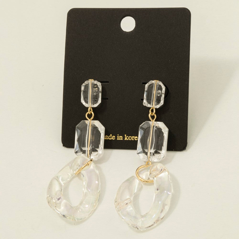 CLEAR ACRYLIC DANGLE EARRINGS
