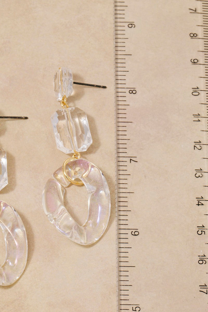 CLEAR ACRYLIC DANGLE EARRINGS