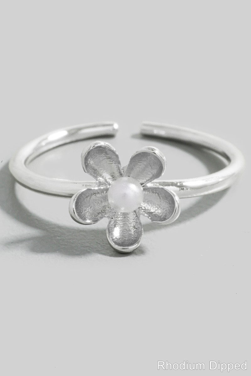 PEARL FLOWER SILVER RING
