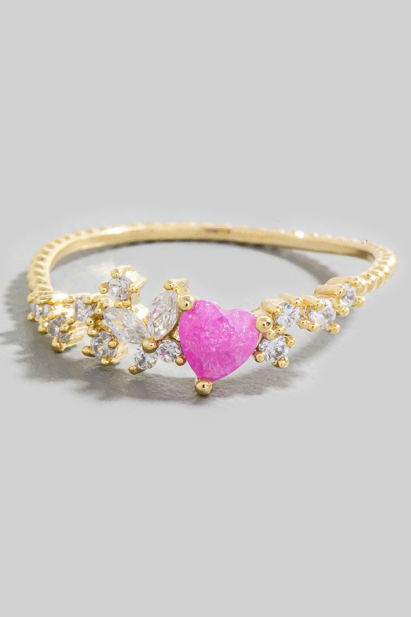 PINK HEART GOLD RING