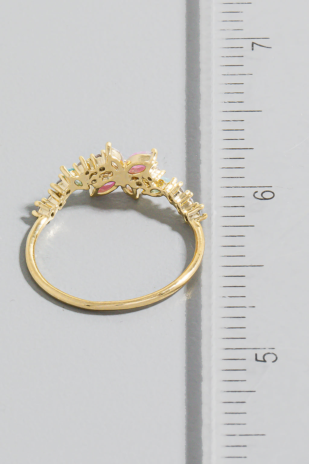 GOLD RHINESTONE FLOWER RING