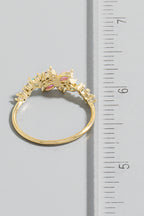 GOLD RHINESTONE FLOWER RING