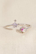 SILVER PINK HEART RING