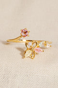GOLD FLOWER RHINESTONE RING