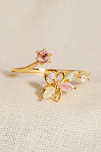 GOLD FLOWER RHINESTONE RING