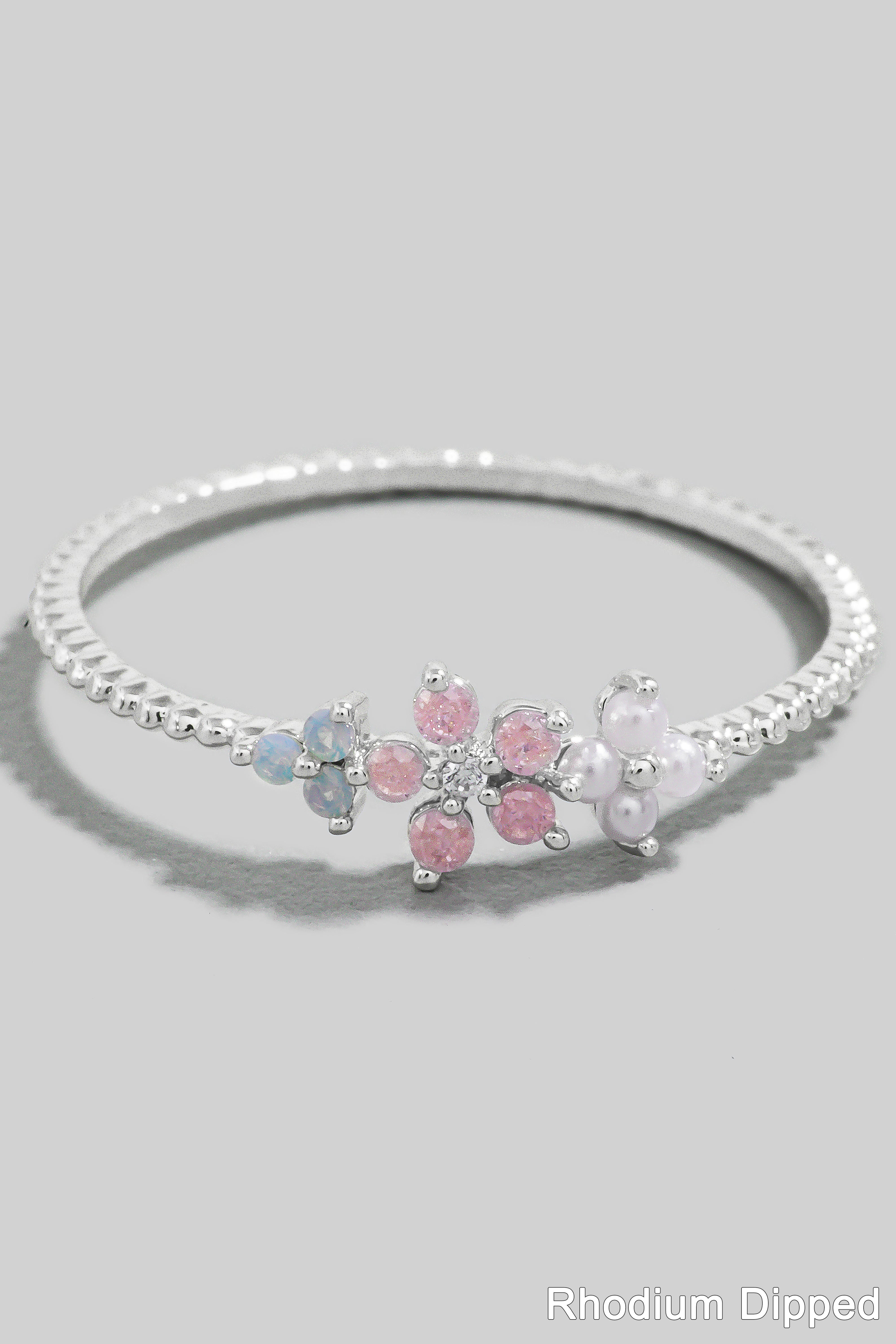 3 FLOWERS SILVER RING