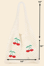 CHERRY CROCHET TOTE BAG