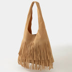 TAUPE FRINGE TOTE BAG