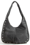 BLACK SUEDE SHOULDER BAG WITH STUDS
