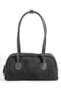 BLACK SUEDE BAGUETTE SHOULDER BAG