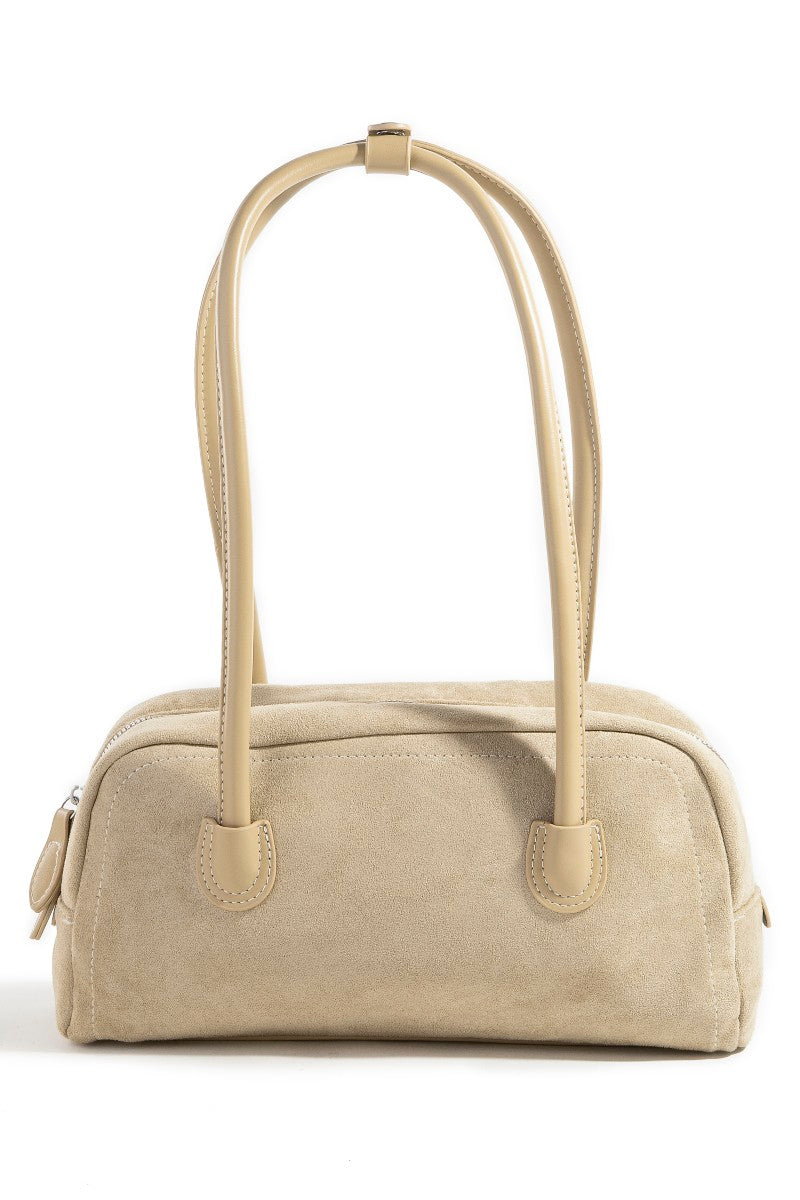 TAN SUEDE BAGUETTE SHOULDER BAG