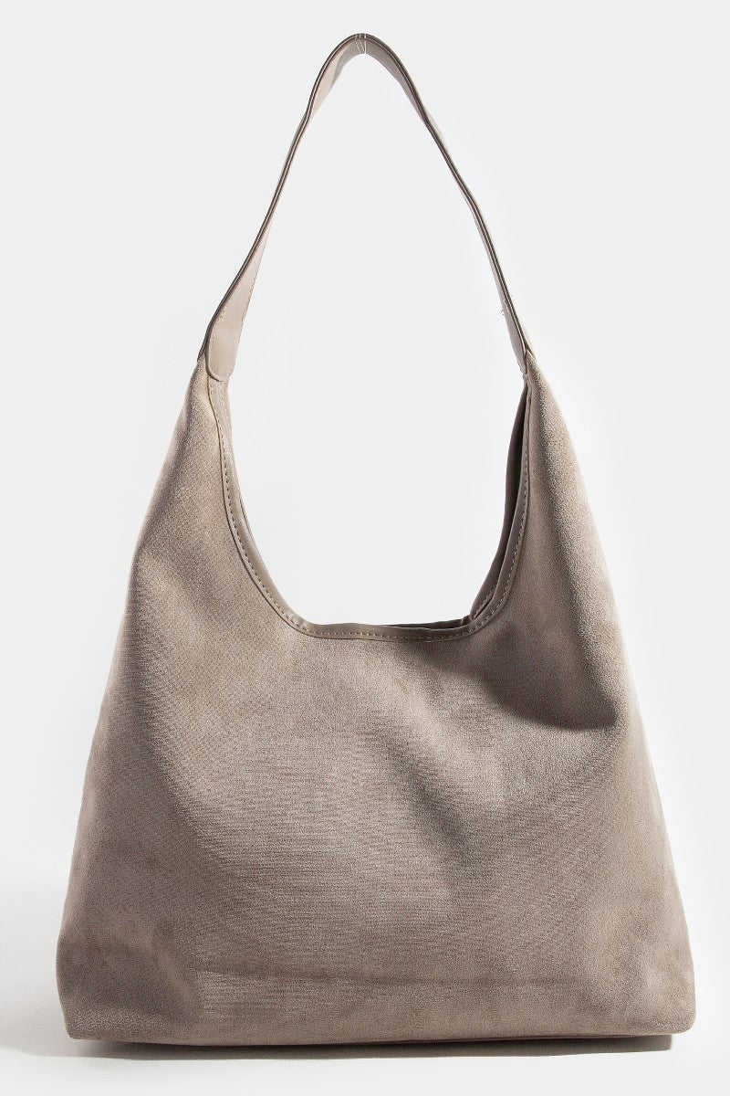 TAUPE SUEDE HOBO BAG