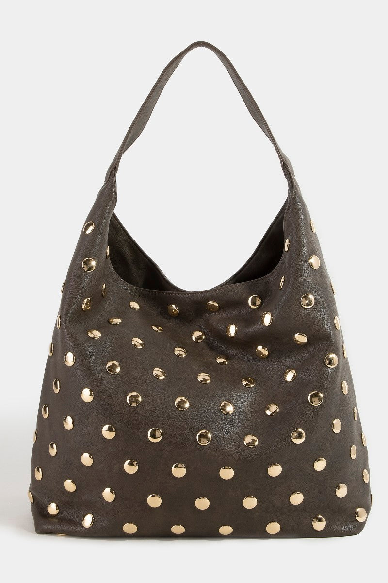 FRONT STUD CHOCO HANDBAG
