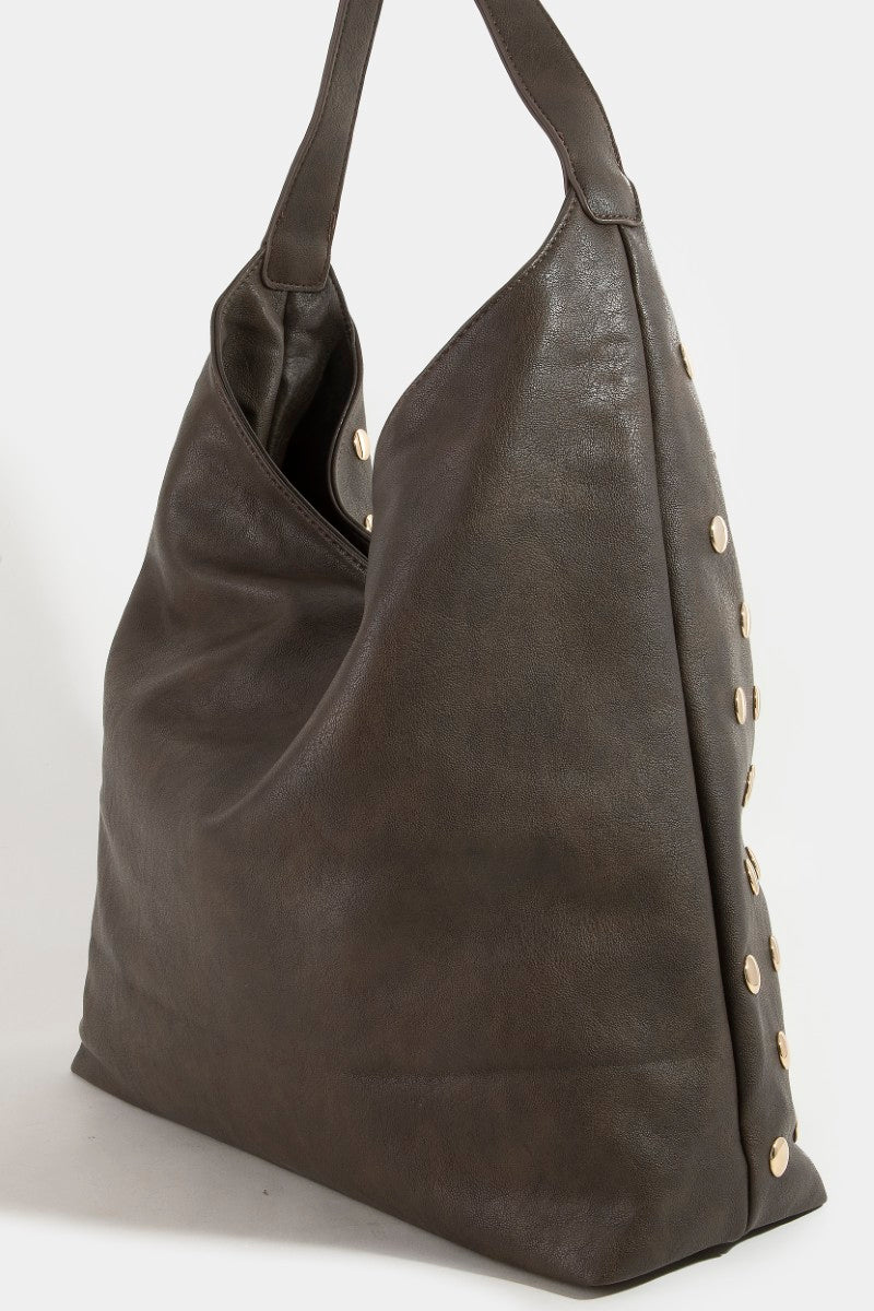 FRONT STUD CHOCO HANDBAG
