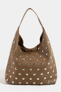FRONT STUD BROWN HANDBAG