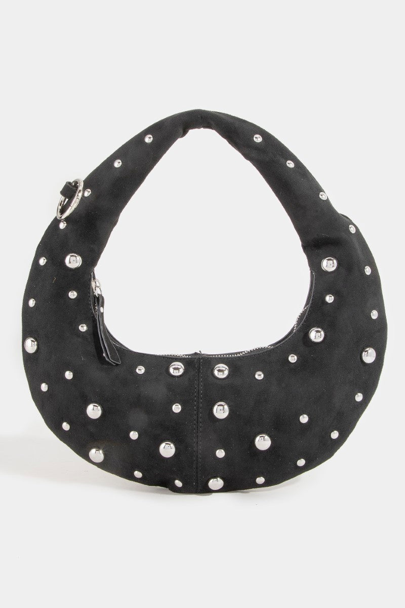 SILVER STUDDED BLACK BAG