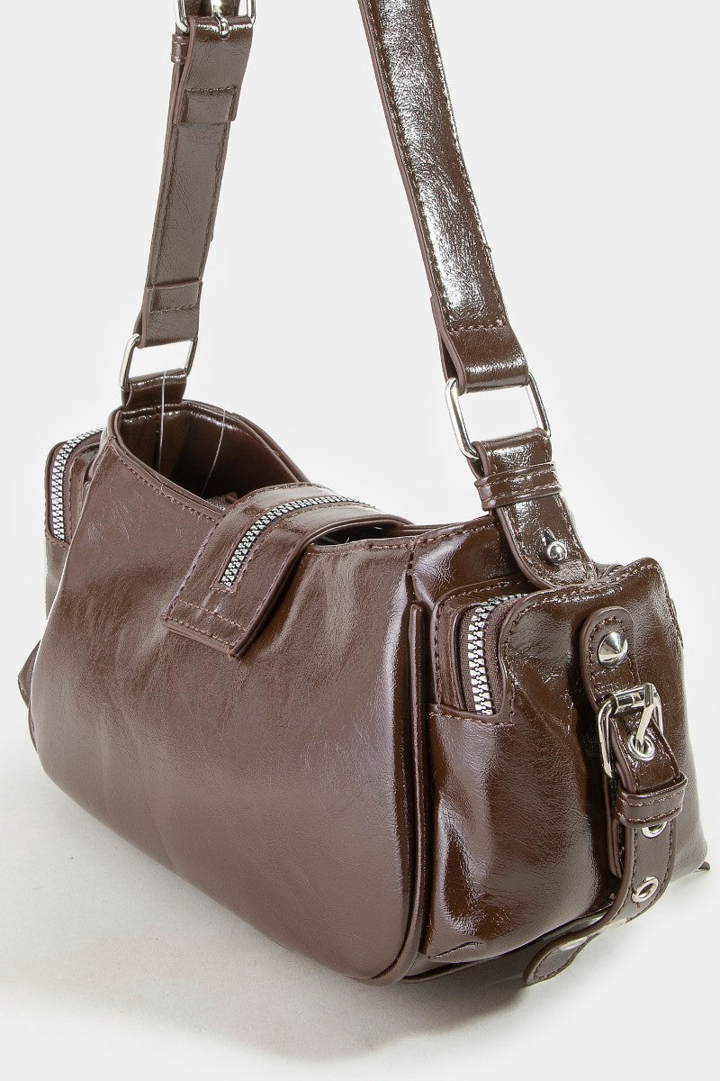 CHOCO SILVER BELT STUD SHOULDER BAG