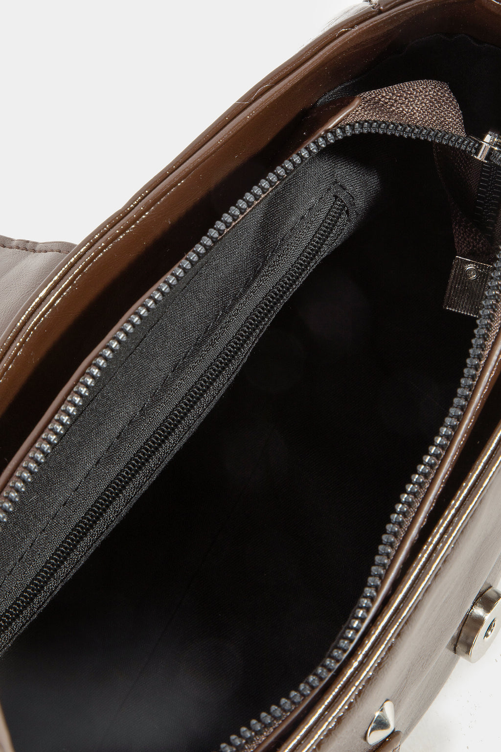 BROWN SILVER BELT STUD SHOULDER BAG