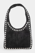 BLACK TOTE BAG WITH SILVER STUDS