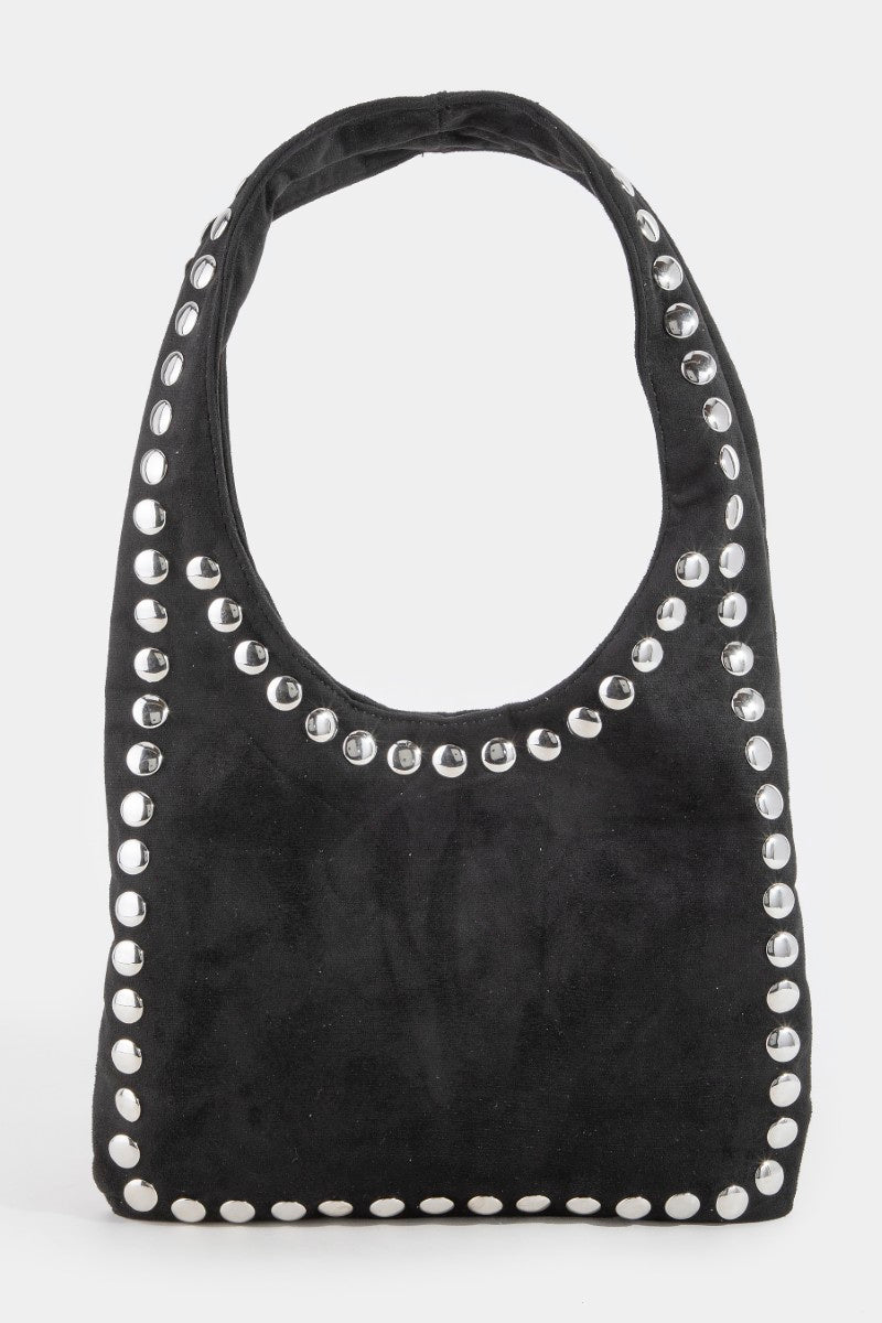 BLACK TOTE BAG WITH SILVER STUDS