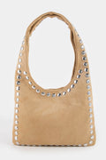 KHAKI TOTE BAG WITH STUDS